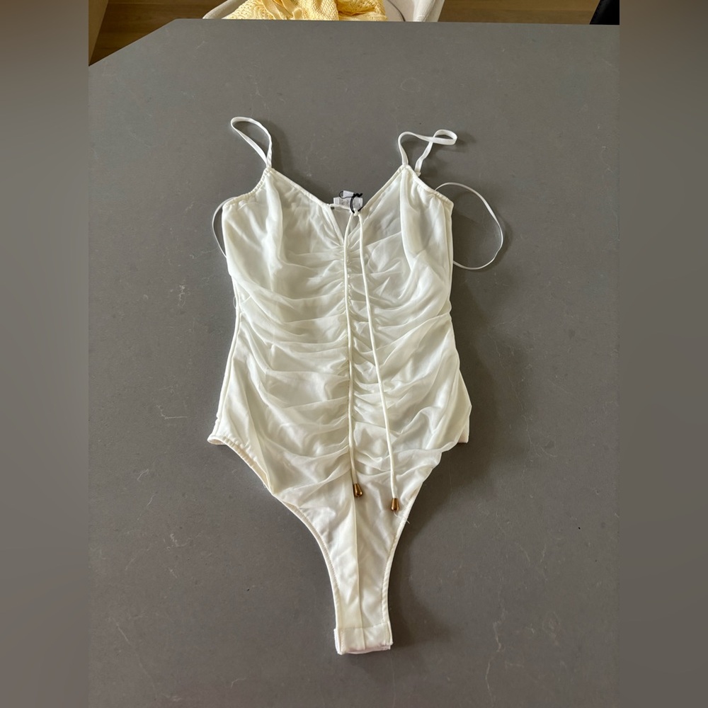 Le Lis Cream Bodysuit with Adjustable Straps